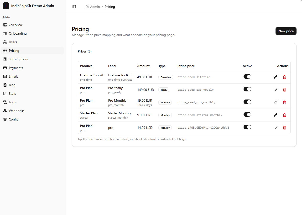 Admin panel screenshot 3