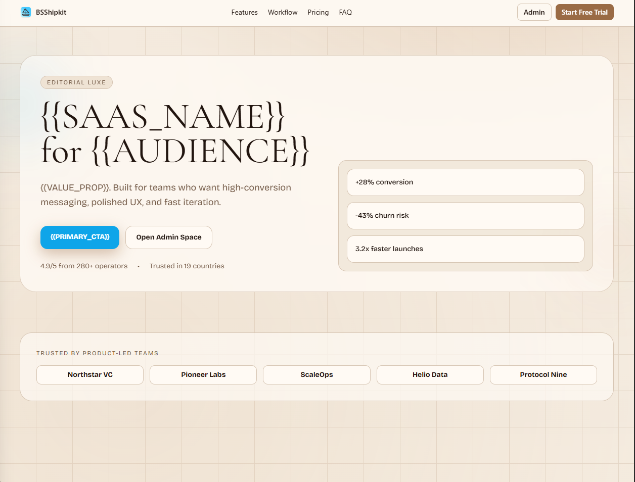 Editorial Luxe template screenshot